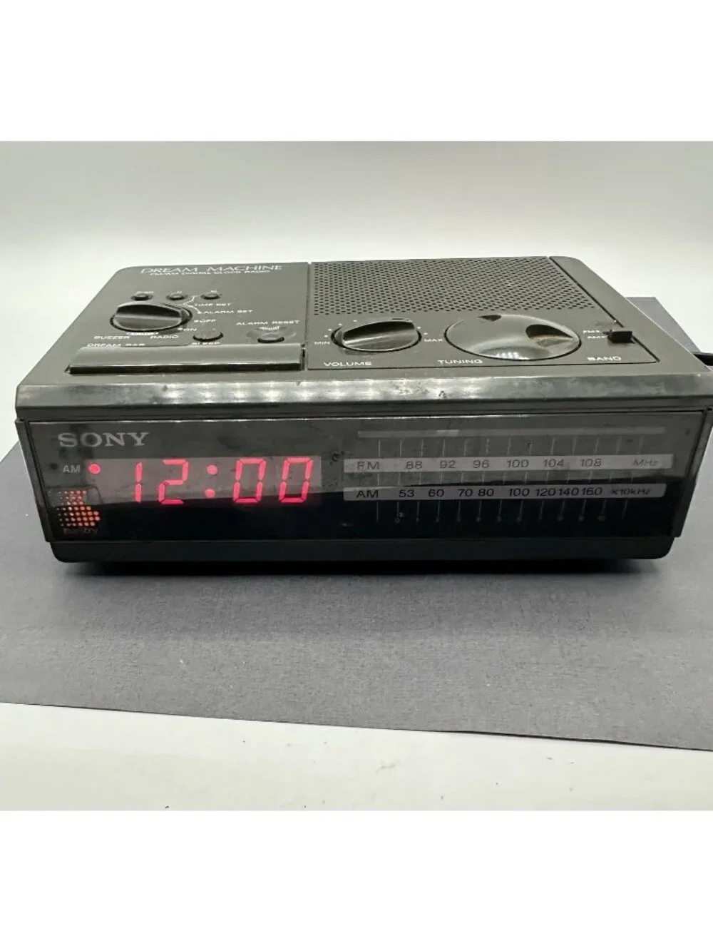Sony Dream Machine Clock Radio FM AM Digital Alarm Vintage Black 1980s